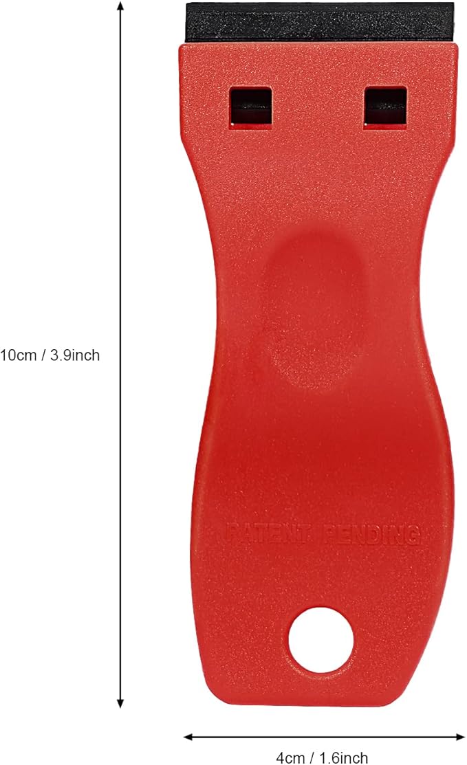 EHDIS 1.5" Plastic Razor Scraper Tool with 10pcs Double Edged Blades for Adhesive Remover,Removing Labels Stickers Decals Taping on Glass Windows (Red)