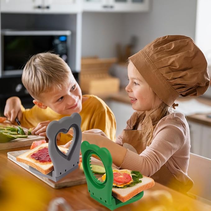 LEPCY Uncrustables Sandwich Maker Sealer Cutter, Crustless Sandwich Cutter, PB&J Uncrustable Maker - Color Grey, Heart Shape