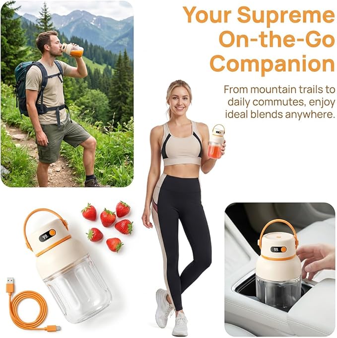 Portable Blender 1000ml Personal Size Blender, USB-C Rechargeable Smoothie Maker with 18000 Rpm Motor, Travel Blenders Cup for Shakes Juices Gym Office
