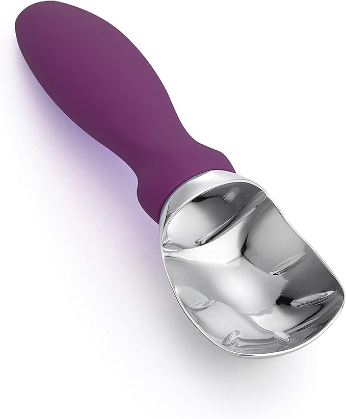 Spring Chef Ice Cream Scoop with Soft Grip Handle, Professional Heavy Duty Sturdy Scooper, Premium Kitchen Tool for Cookie Dough, Gelato, Sorbet, Purple
