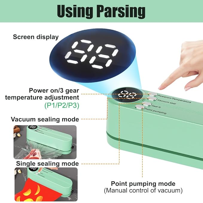 Vacuum Sealer Food Heat Sealing Machine Preservation Preserving Mini Bag Cordless Handheld