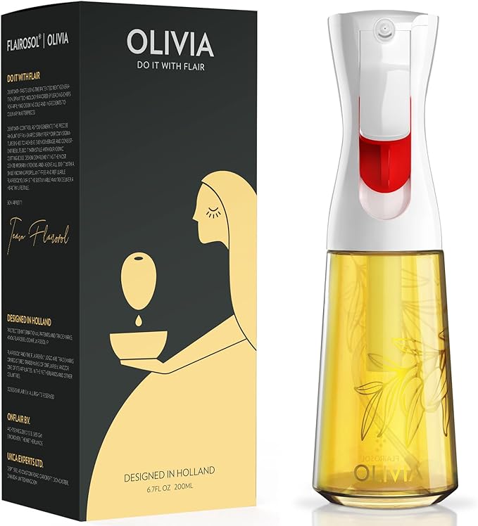 FLAIROSOL OLIVIA 130ML and 200ML Oil Sprayer for Cooking, Glass Olive Oil Sprayer