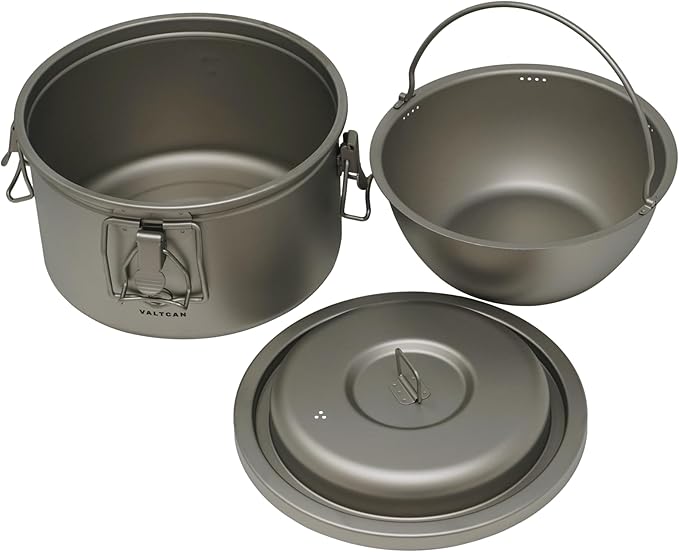 Valtcan Titanium Rice Cooker Pot 3200ml Grade 1 Pure Titanium, No Coating, Naturally Flavor-Neutral | Locking Lid, Inner Pot, 108oz, 867g Ultralight for Home & Camping
