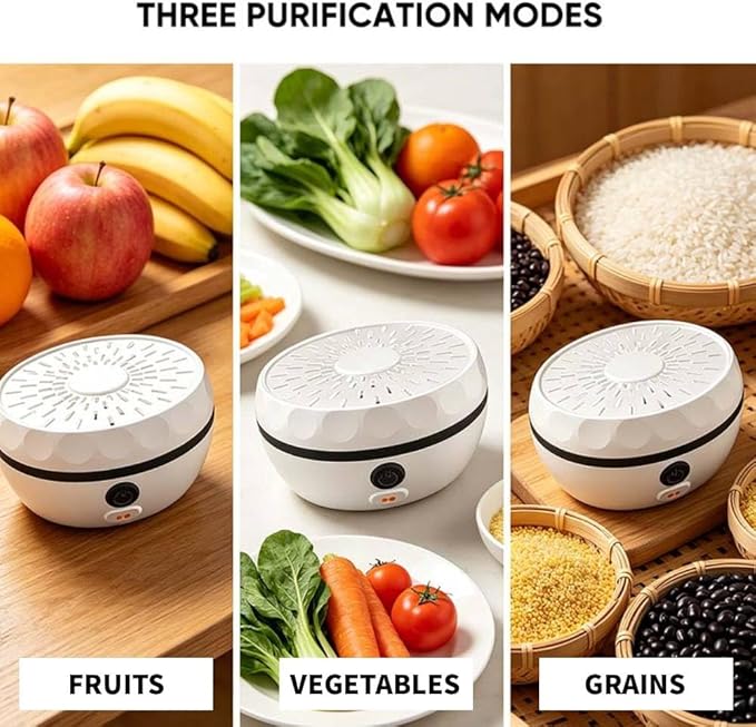 Fruit & Vegetable Cleaning Machine: Vegetable Cleaner Device with Multi-Mode Cleaning - Portable Waterproof Food Purifier for Fruits, Vegetables, Meat & Seafood - USB Rechargeable (white)