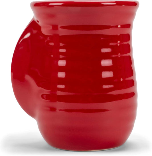 Elanze Designs Ribbed 14 ounce Ceramic Stoneware Handwarmer Mug, Red