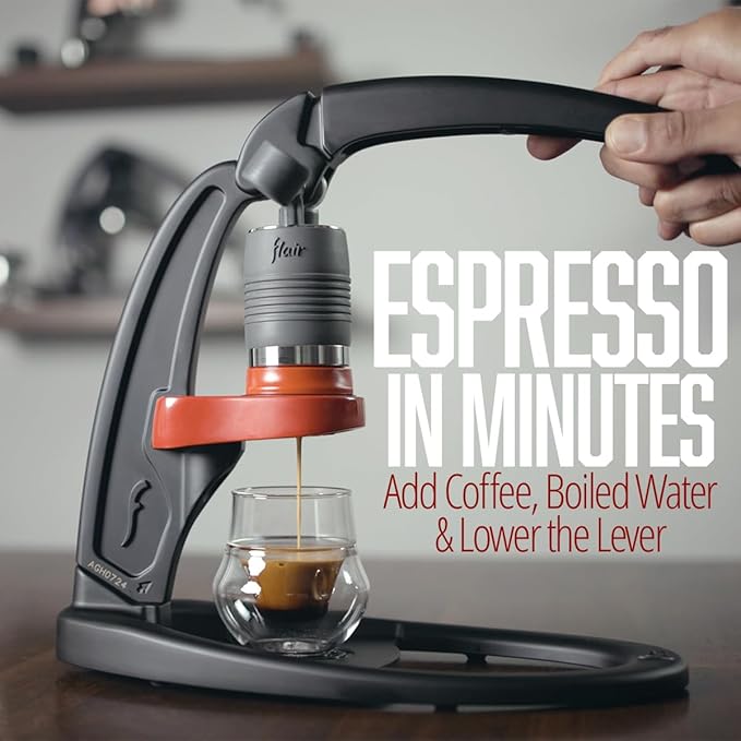Flair UPDATED Espresso Maker - Classic: All manual lever espresso maker for the home - Pressure gauge and two portafilters included