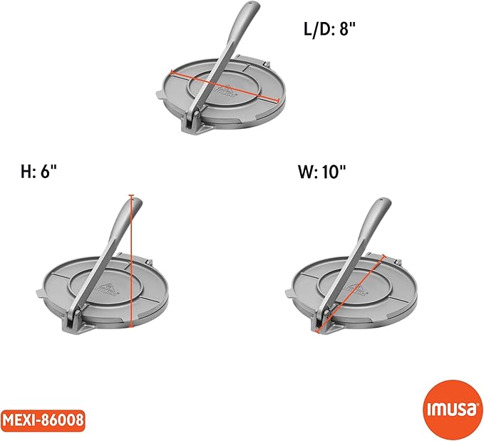 IMUSA USA Tortilla Press,8 Inch,Silver,(Pack of 3)