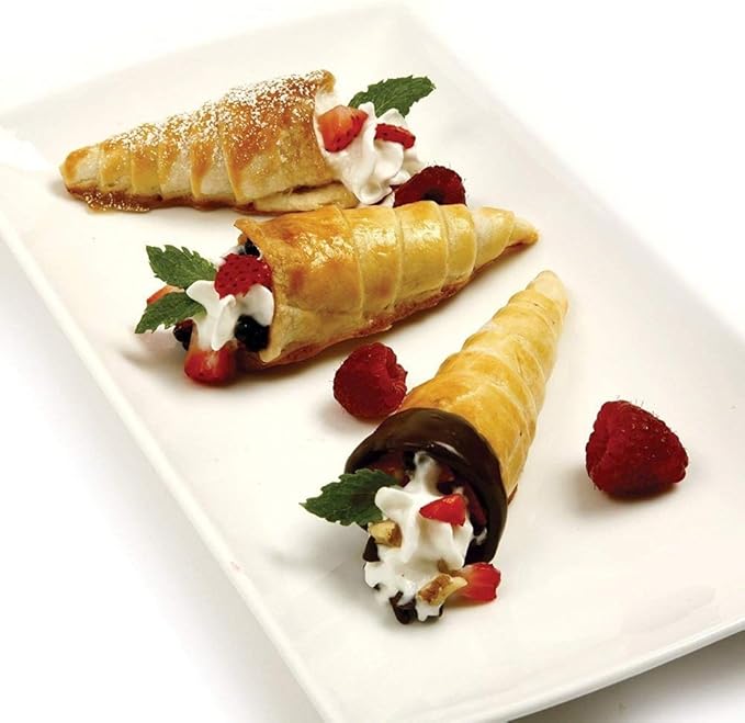 Joyeee 30 Pack Non-stick Large Cream Horn Molds - 5" Stainless Steel for DIY Cooking Danish Pastry, Lady Lock Form, Croissant Roller, Ice Cream Egg Roll