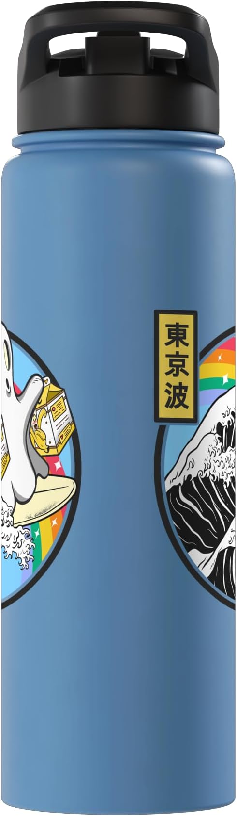 Surfing Ghost With Banana Milk Cartons Japan Wave Vaporwave Stainless Steel Insulated Water Bottle
