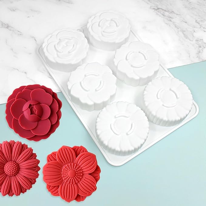 mostsom 6 Flower Silicone Cake Mold Handmake DIY Bread Mould Silicone Moulds For Cake Mooncake Mold Cake Tools