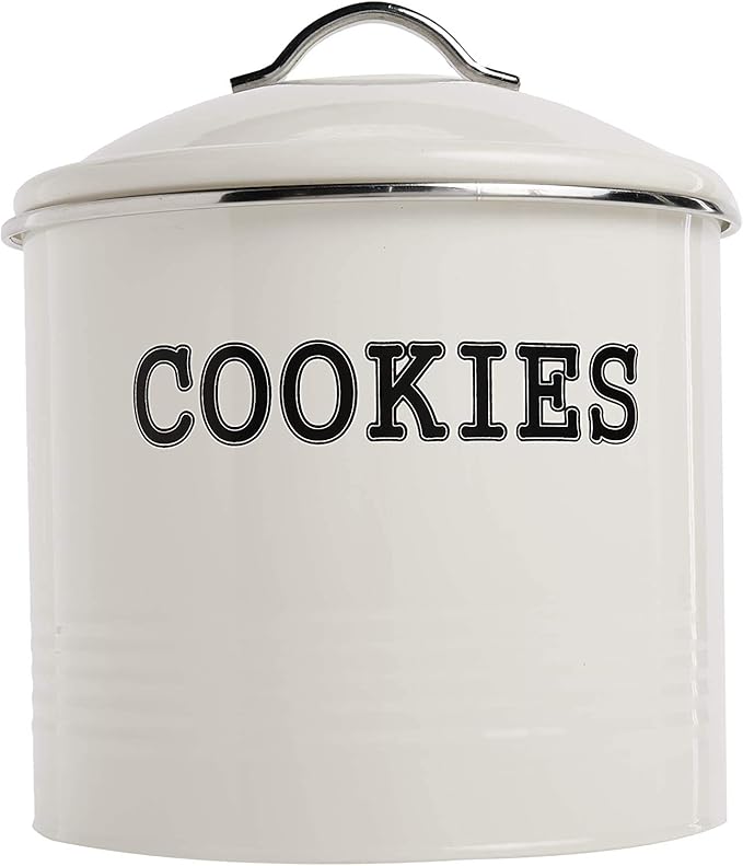 JOEY'Z Large 1.25 Gallon Airtight Cookie Jar with Lid - Large Cookie Jars with Lids, Ivory Counter Decorative - Makes a Great Dog Treat Jar