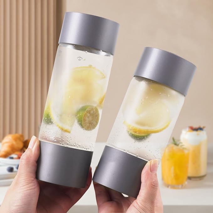 Sparkling Water Machine Soda Maker Beverage Drink Dispenser for Home, Soda Streaming with 1L BPA Free Bottle, 2 Portable Bottle for travel, Seltzer & Carbonator Srew-in 60L CO2 (NOT Included), Grey