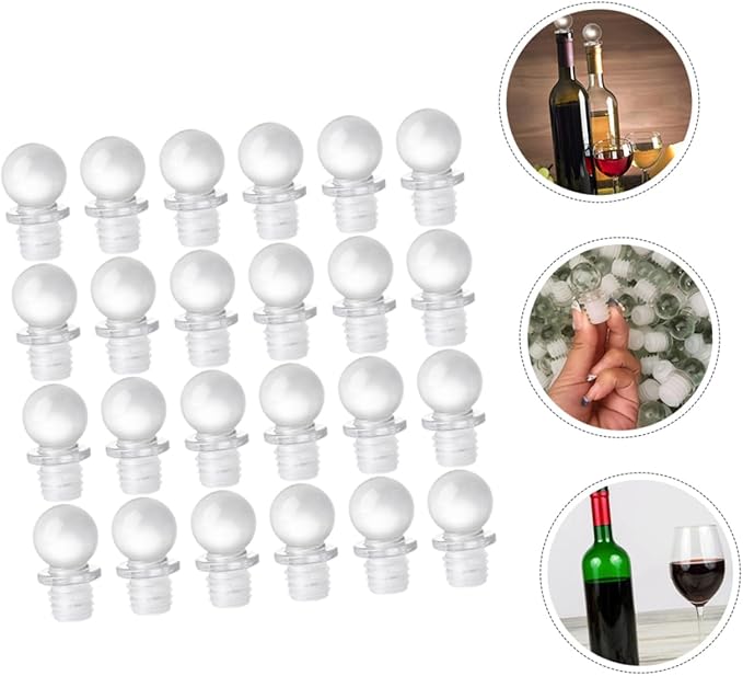 SOLUSTRE 24pcs Wine Bottle Stoppers Glass Ball Stopper Wine Saver for Aromatherapy Perfume