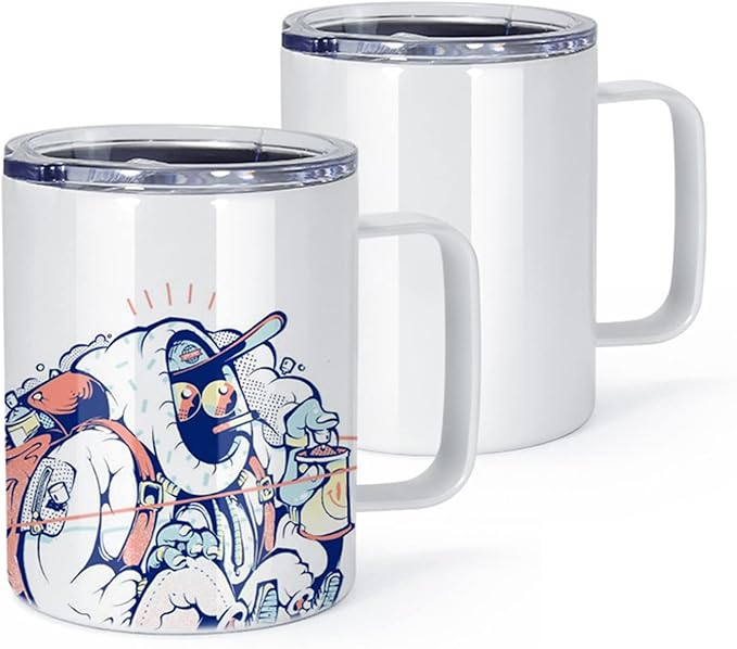 AGH 12OZ Sublimation Coffee Mug with Handle, 25Pack Stainless Steel Sublimation Tumblers with Handle, Vacuum Insulated Mug Cup with Lids for Travel Beer Tea.