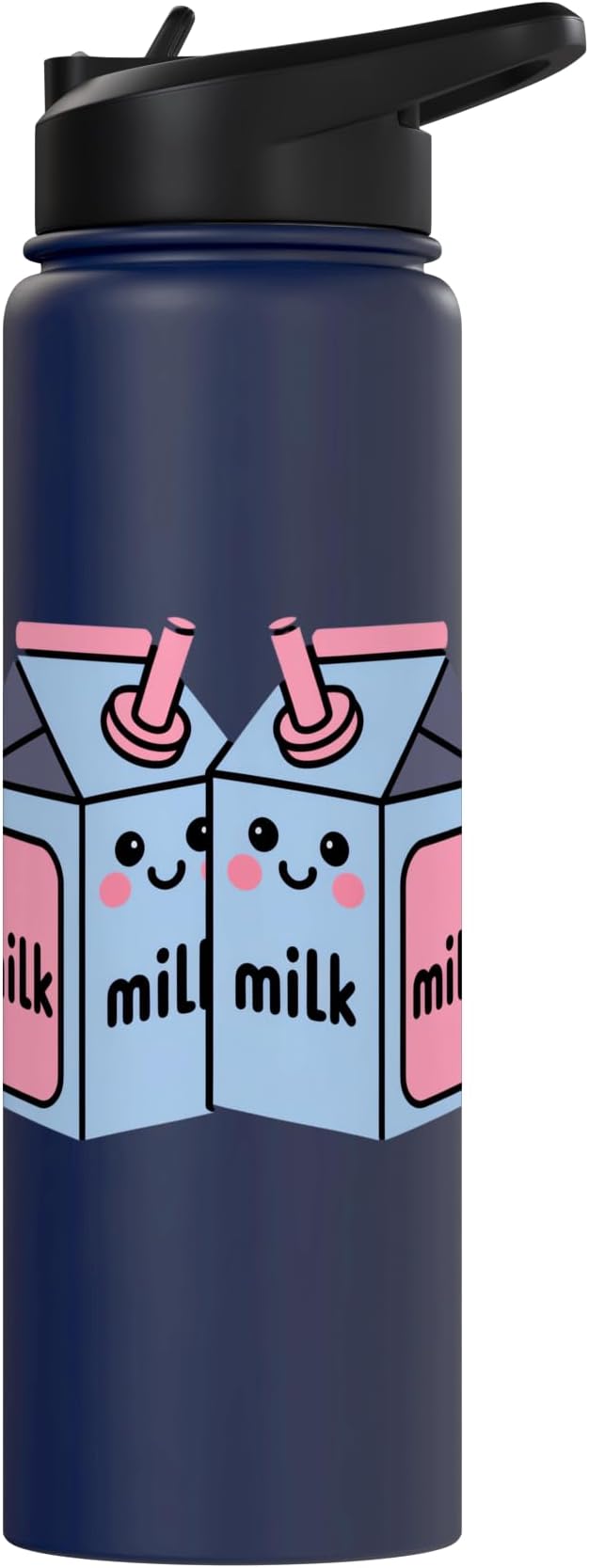 Milk Carton Kawaii Cute Smiling Milk Stainless Steel Insulated Water Bottle