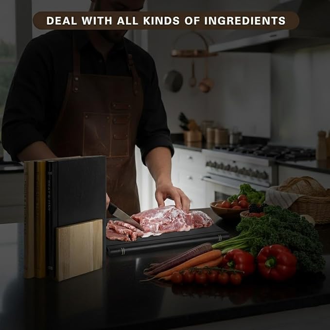 Wood Cutting Board Book Set with Stand for Kitchen, Book Style Wooden Cutting Board, 3-Piece Acacia Wood Chopping Boards Gift Set That Looks Like Books for Meal Prep, Cheese, Bread & Meat