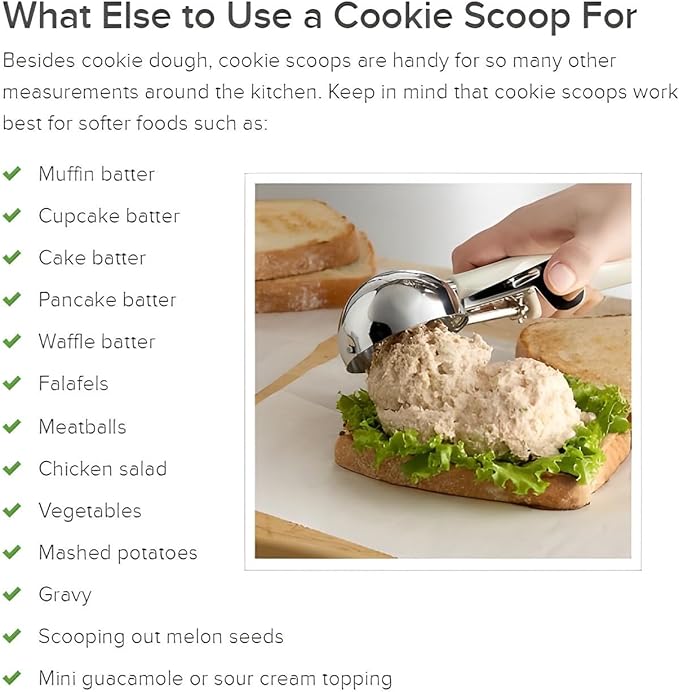 3-Pack Portion Disher Scoop Set | Round Stainless Steel Multipurpose Kitchen Scoops for Cookie Dough, Ice Cream, Baking, Batter, Meatballs, Rice, and Melon Balls (0.88-2-3.25 oz (#40-#20-#10))