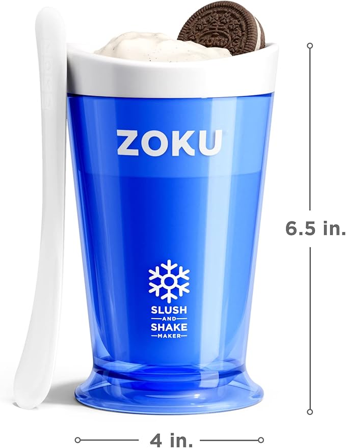 ZOKU Original Slush and Shake Maker, Compact Make and Serve Cup with Freezer Core Creates Single-Serving Smoothies, Slushies and Milkshakes in Minutes, BPA-free, Blue