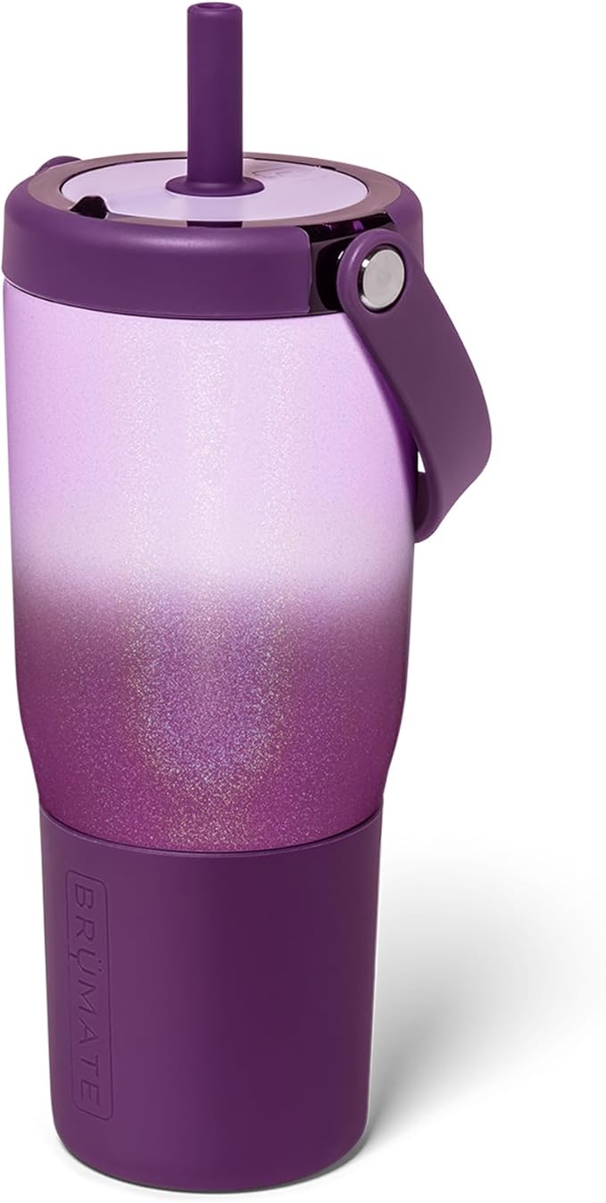 BrüMate Resa 25oz 100% Leakproof Travel Tumbler w/Handle & Straw | Flexible SoftSip Straw | Silicone Sleeve for Durability | Stainless Steel | Cup Holder & Travel Friendly Water Bottle (Violet Crush)