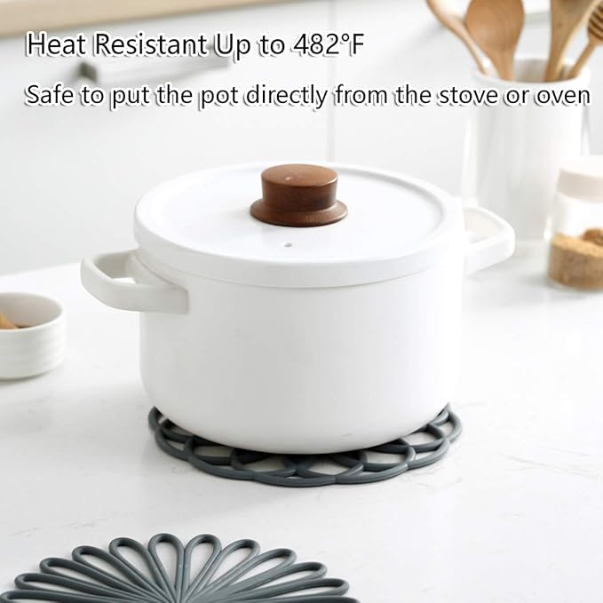 Set of 3 Silicone Trivet Mat - Non-Slip & Heat Resistant Modern Kitchen Hot Pads for Table & Countertop - Trivet for Hot Dishes, Turquoise