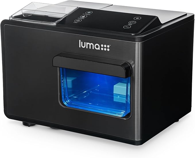 Luma Nugget Countertop Ice Maker, 44 lbs in 24 Hours, Black Stainless Steel Ice Machine, Perfect for Home Bar, Kitchen Countertop, RV, Home Office