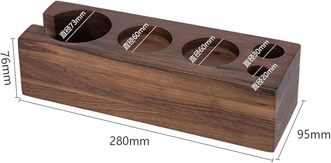Walnut Wood Coffee Filter Holder, Espresso Tamper Mat Stand, Coffee Maker Support Base Rack, Barista Accessories(Black)