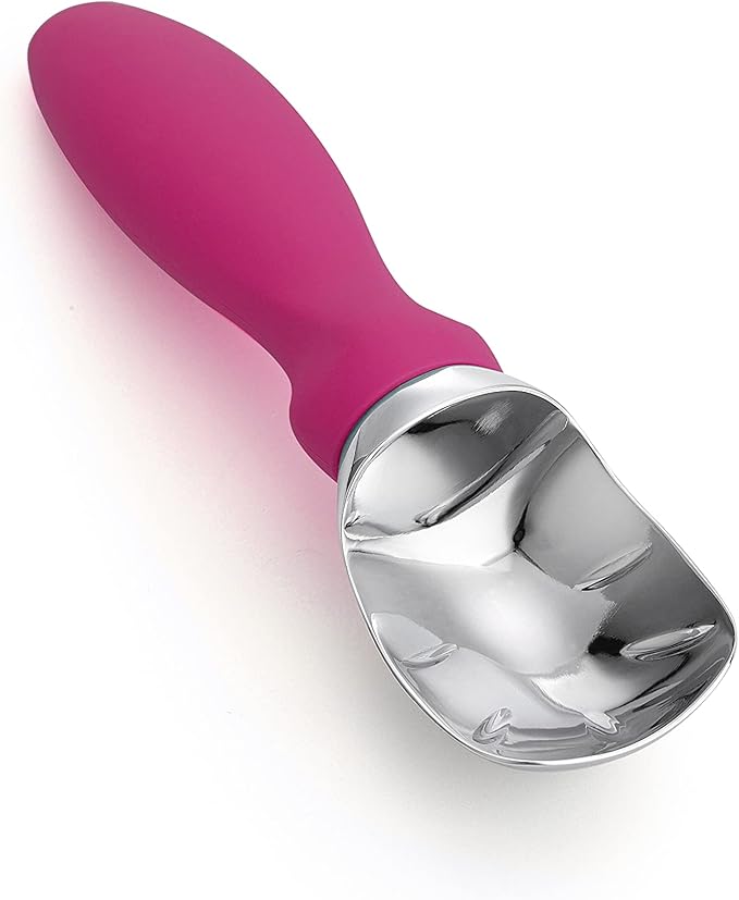 Spring Chef Heavy Duty Metal Ice Cream Scoop with Non-Slip Handle, Premium Ice Cream Spade for Frozen Yogurt, Gelato, Sorbet, Sundae, Melon, Cookie Dough - Dishwasher Safe Kitchen Tool - Magenta