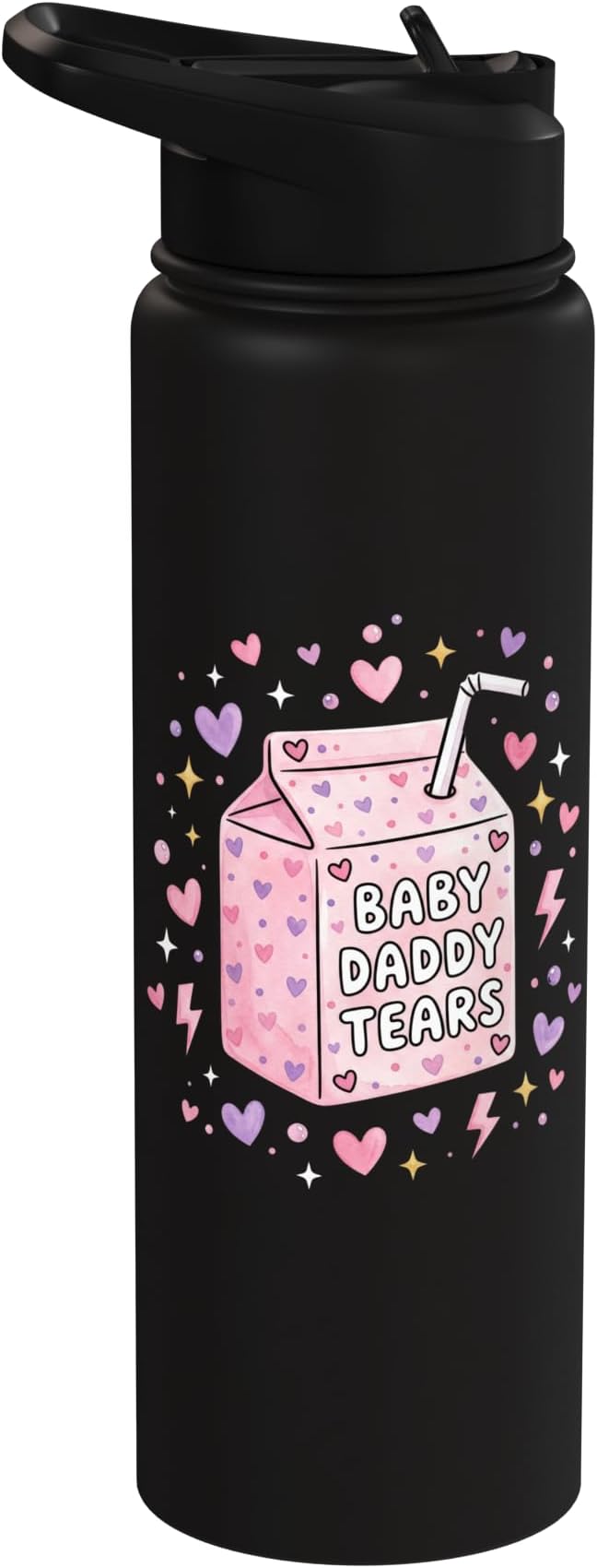 Baby Daddy Tears Retro Pink Milk Carton Hearts Aesthetic Stainless Steel Insulated Water Bottle