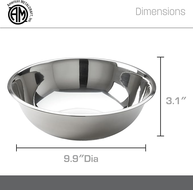 American METALCRAFT, Inc. 3 qt Stainless Steel Mixing Bowl, Silver