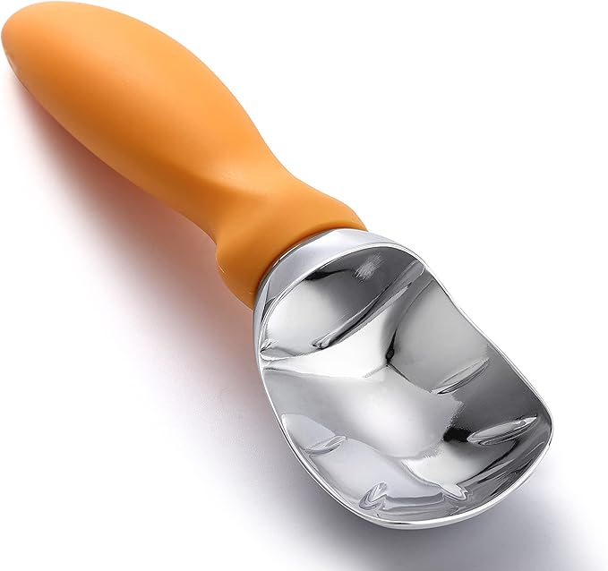 Spring Chef Metal Ice Cream Scoop with Soft Grip Handle - Heavy Duty Sturdy Ice Cream Scooper for Frozen Yogurt, Gelato, Sorbet, Sundae, Melon - Dishwasher Safe Kitchen Tool - Set of 2 - Mango