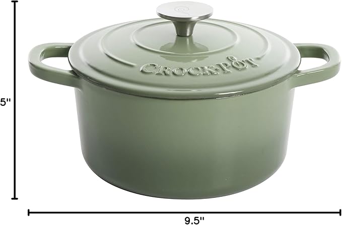 Crock Pot Artisan 5 Quart Enameled Cast Iron Round Dutch Oven, Red