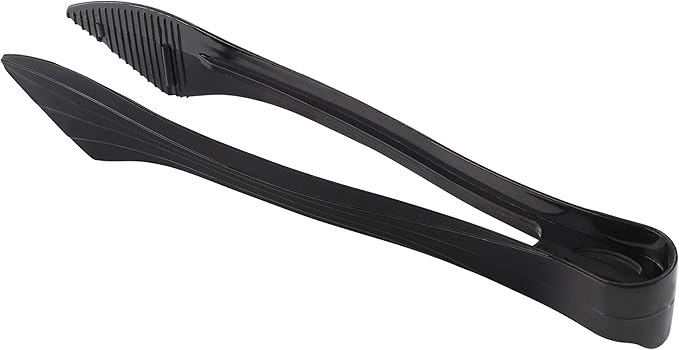 PARTY BARGAINS 8.5 Inches Plastic Serving Tongs, 6 Pack, Premium Quality & Heavy-Duty Black Plastic Tongs for BBQ, Salads, Grilling, Buffets, & Kitchen