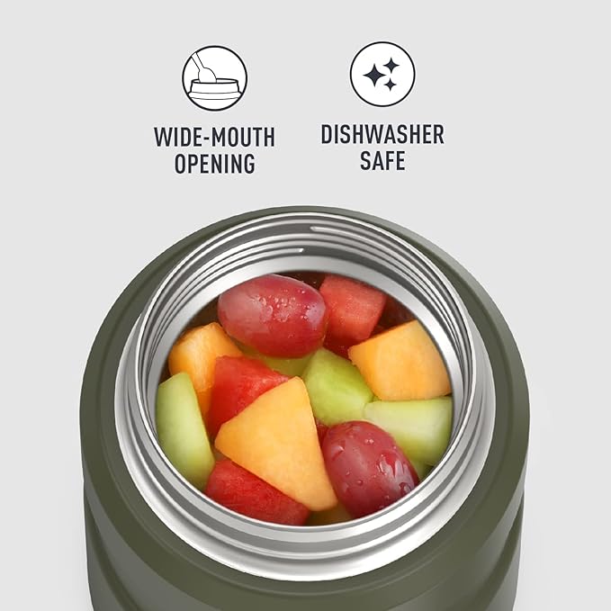 THERMOS Stainless King Vacuum-Insulated Food Jar with Spoon,16 Ounce,Army Green,(Pack of 4)