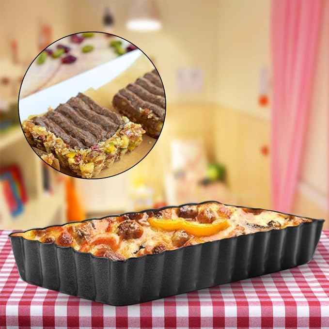 Mini Tart Pan Set of 6 Rectangular Non-Stick 4 Inch Quiche Pan Loose Removable Bottom Tart Pan for Pies, Quiche Bakeware, Cheese Cakes, Desserts