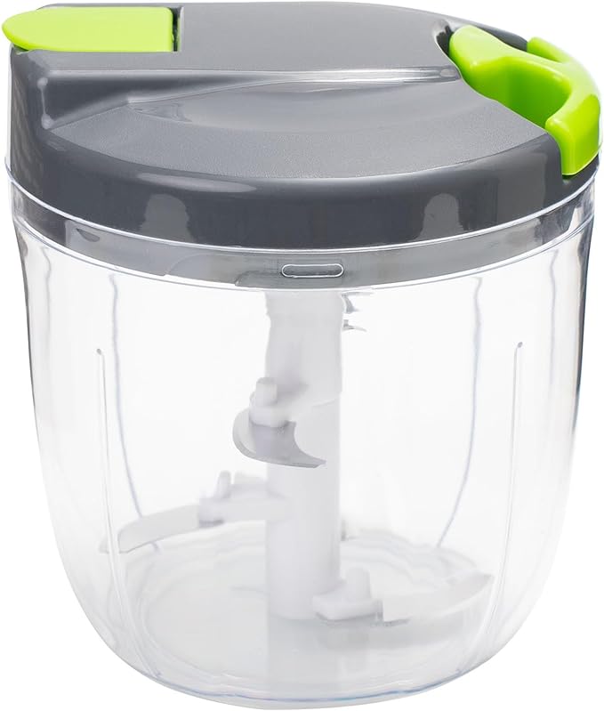 Manual Food Processors & Chopper with Cover and Handle, Manual Onion Chopper Slicer Cutter, Vegetable Chopper, Suitable for Garlic Carrots Onions Peppers Fruits Mincing.（900ML）