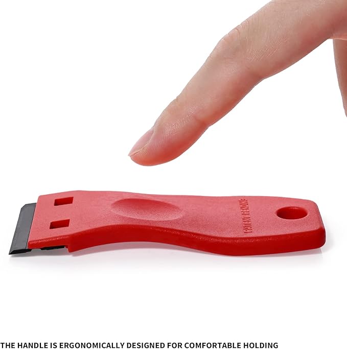 EHDIS 1.5" Plastic Razor Scraper Tool with 10pcs Double Edged Blades for Adhesive Remover,Removing Labels Stickers Decals Taping on Glass Windows (Red)
