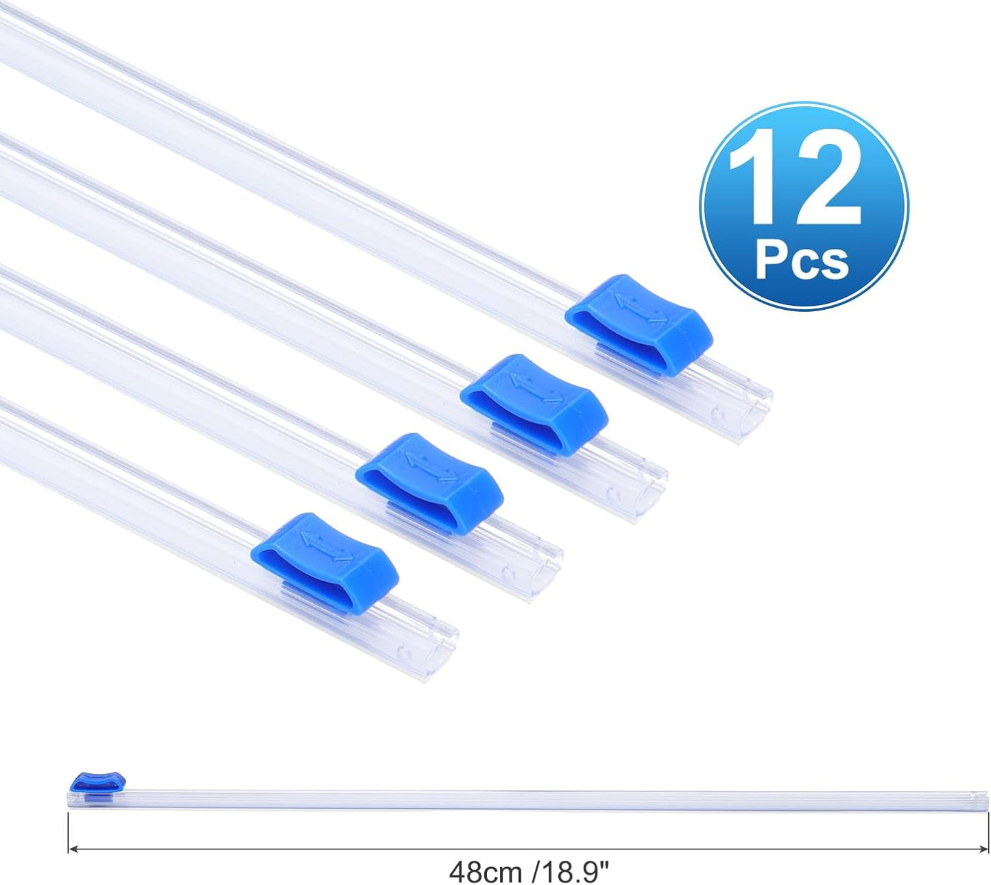 PATIKIL 12pcs Plastic Wrap Cutter, 19in Plastic Wrap Slide Cutter Self Adhesive Installation Replacement for Aluminum Foil Wax Paper Parchment Paper Wrap Dispenser, Blue