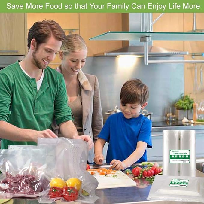 MakMeFre 6 Pack 8"x20'(3Rolls) and 11"x20' (3Rolls) Vacuum Sealer Bags Rolls for Food,Commercial Grade, BPA Free,Puncture Prevention,Great for Sous Vide Cooking