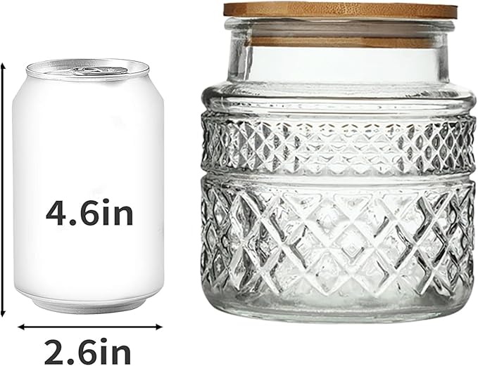 Prettidecor Glass Storage Jar, 38 FL OZ, Food Canisters with Bamboo Lid, Kitchen Containers Decorative Airtight Glass Jars For Cereal Nuts Snack Candy Cookies Coffee Tea