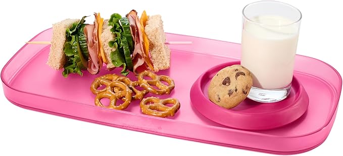 madesmart dipware Small Serving Plate, Collapsible & Removable Dip Bowl for Salsa, Queso, Sald, Olives, Premium Dishwasher & Microwave Safe, Multipurpose Plate & Bowl, Pink