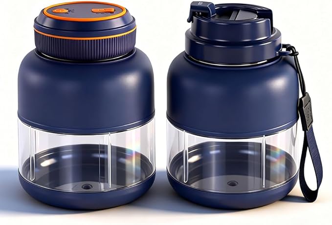 Portable Wireless Juicer Cup - 44 oz Cordless Blender with 38-Blade 18000 RPM High-Speed Motor, USB-C Rechargeable Personal Smoothie Maker for Gym, Travel, and Outdoors (Double Cup-Blue,28oz)