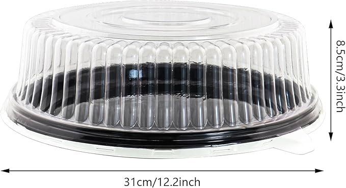 5Pcs12 Inch Cake Containers with Lid -Plastic Disposable Clear Cake Container Dome and Black Base Carry & Display Storage Box (5)