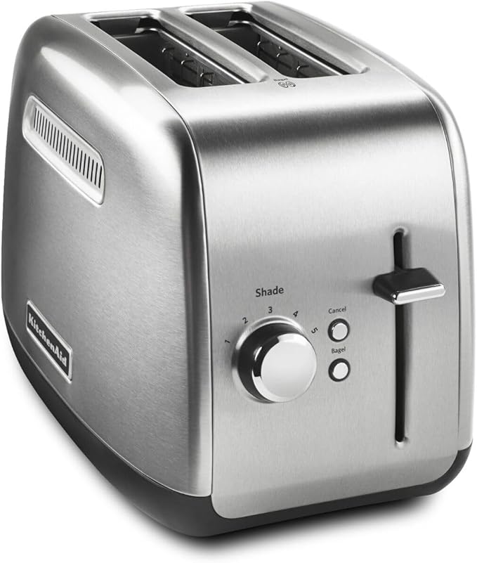 KitchenAid KMT2115SX Stainless Steel Toaster, Brushed Stainless Steel & 7-Speed Mixer-KHM7210 Hand Mixer, White