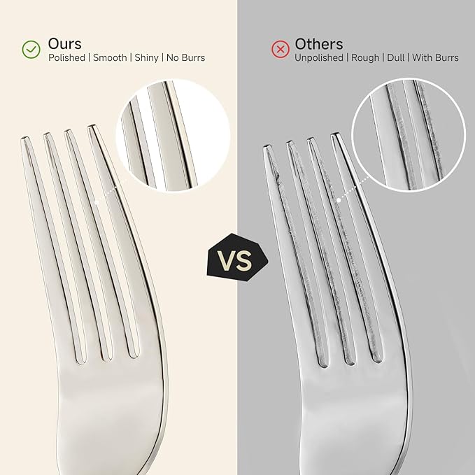 HIKAA 20-Piece Silverware Set for 4, 18/10 stainless Steel Flatware Set, Mirror Polished Cutlery Set, Dishwasher Safe Utensils for Home, Restaurant, Wedding Gift