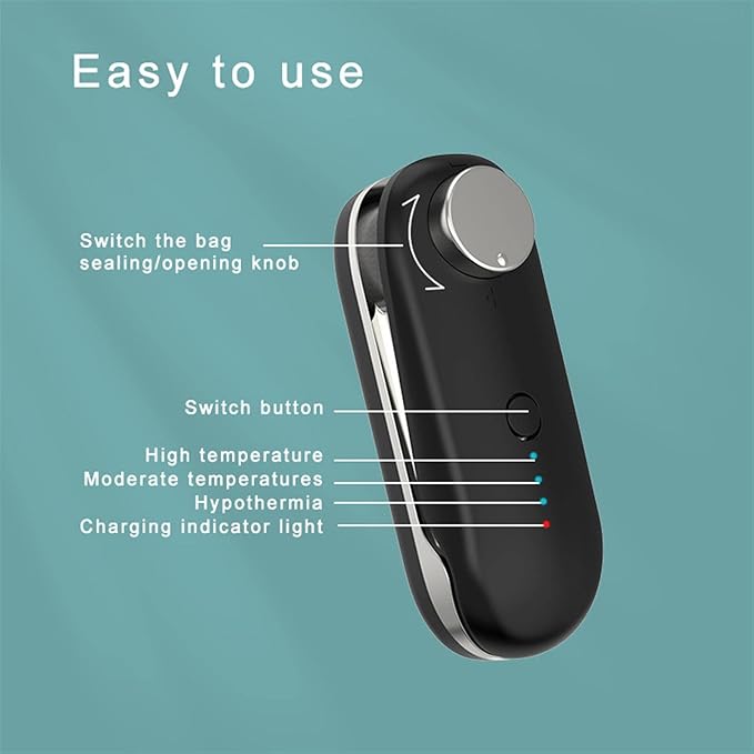 Cup Can Sealer Sealing Machine Bag Seaming Automatic Adjustable Mini Portable Heat,USB Rechargeable Handheld Heating Food Storage Plastic Clip with Magnet