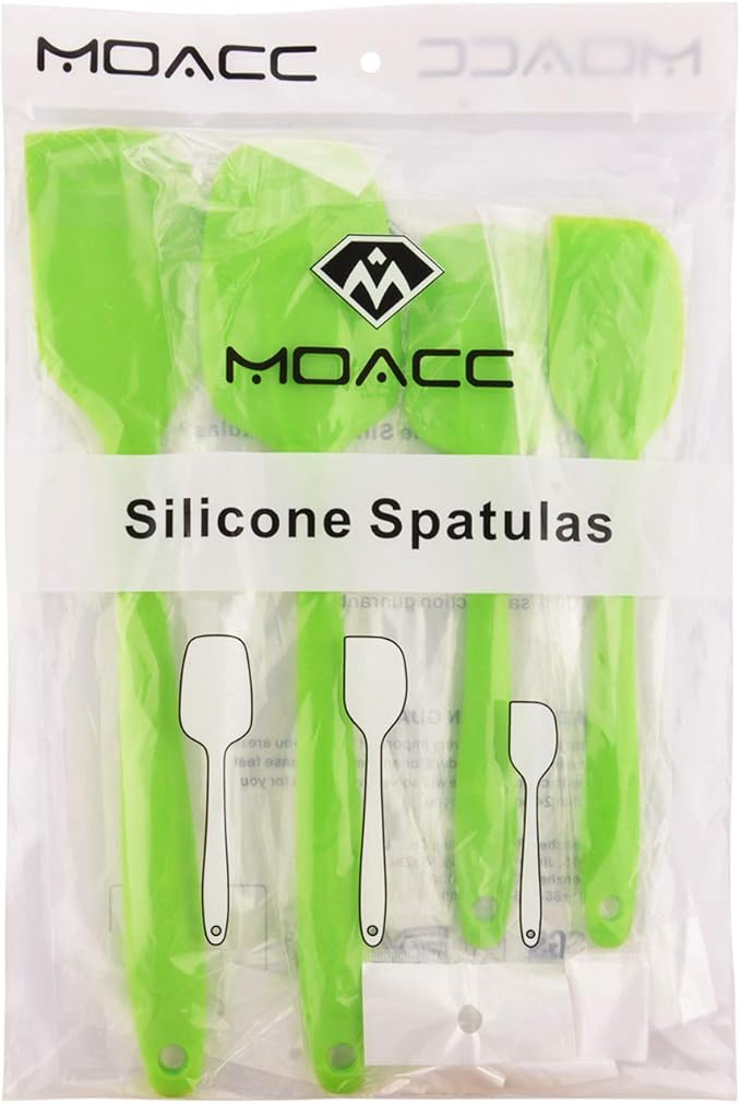 Silicone Spatulas Set, Rubber Spoon Spatula Heat Resistant Spoonula One Piece Design Seamless Spatula Non-Stick Scrapers Baking Mixing Tool (Green Set)