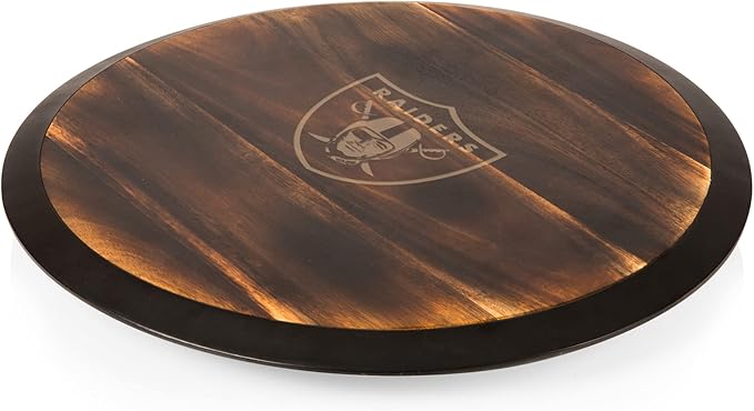 PICNIC TIME NFL Unisex NFL Lazy Susan Serving Tray, Wooden Turntable Round Charcuterie Board, Cheese Serving Platter