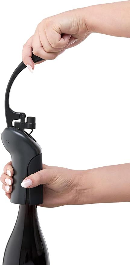 Rabbit 3-Piece Vertical Lever Corkscrew Wine Opener Boxed Gift Set, Pulls Cork in 3 Seconds, Automatic Ejection, Works on All Cork Types, Gunmetal Grey