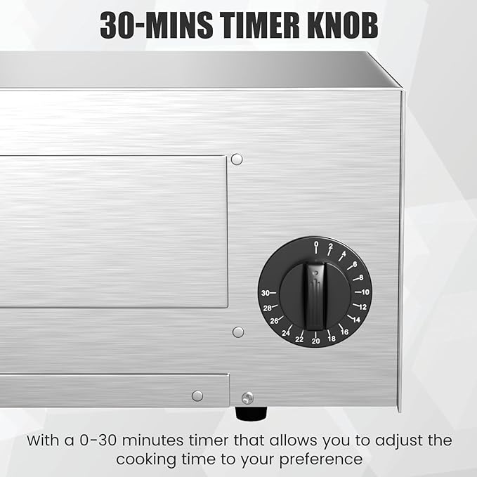 SIMOE Electric Pizza Oven,Indoor Pizza Oven with Handle & Removable Tray and 30mins Timer, Multifunctional Countertop Maker up to 12" for Kitchen, Camping,Party