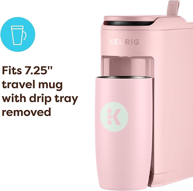 Keurig K-Mini Mate Single Serve K-Cup Pod Coffee Maker, Brews Up to 12 oz Cup, Compact Portable Coffee Machine for Small Spaces, Great for Dorms & Offices, Pink Sands